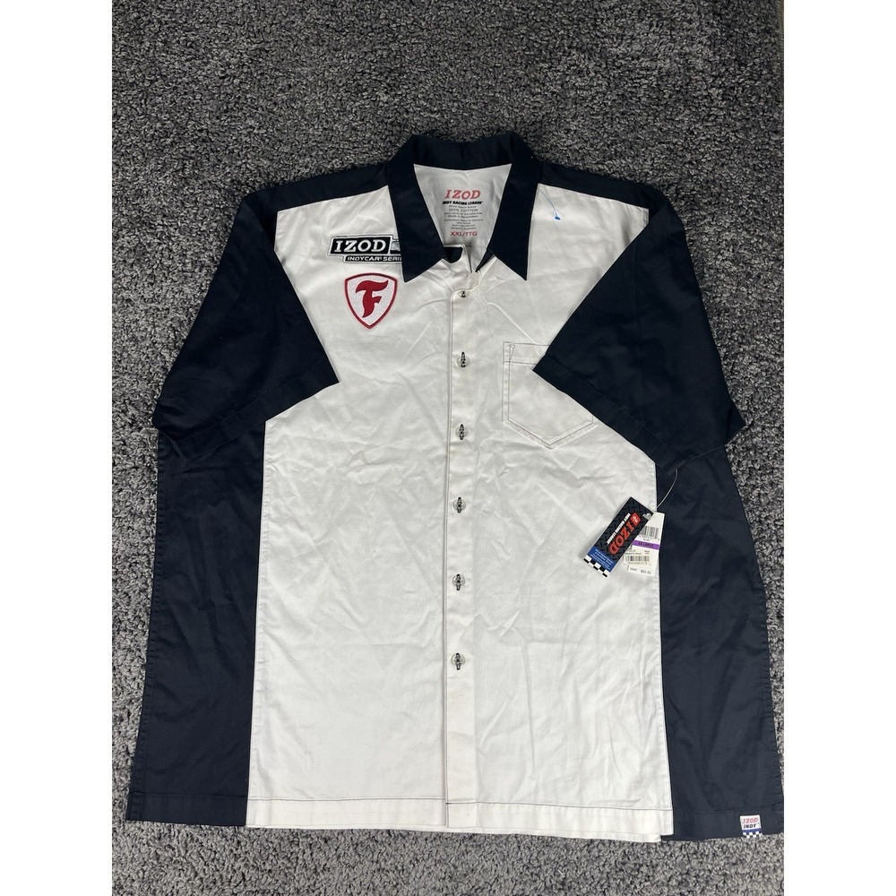 Izod Indy 500 Racing League Button Down Short Sleeve NWT Black / White